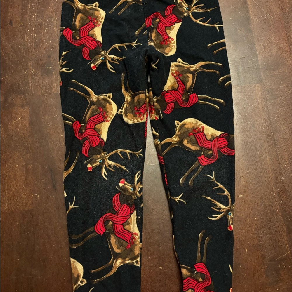 Lularoe kids Christmas reindeer leggings size s/m